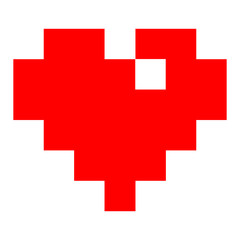 Red heart in pixel art style