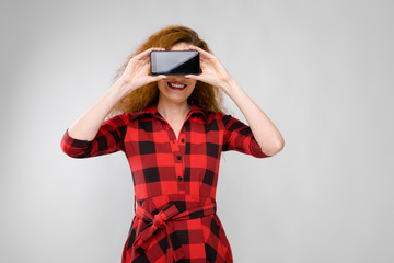 Young woman with telephone