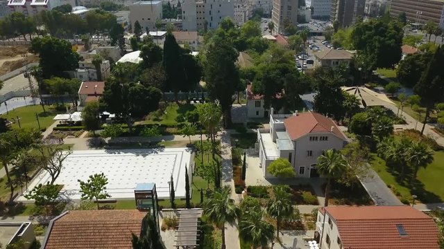 Tel Aviv Sarona market aerial drone footage 4k