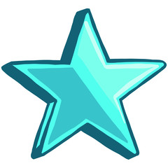 hand drawn blue vector star in 3D