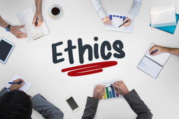 The word ethics against business meeting
