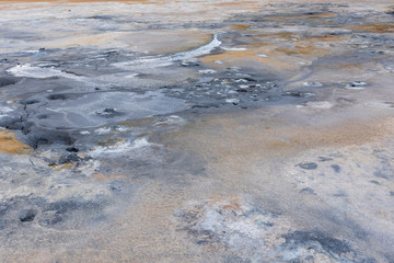 Hverir, ground details, sand and puddles