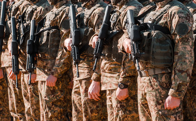 the military is kept in a weapon. The concept of protection of the country. Martial law.