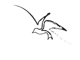 Fototapeta premium Continuous one line drawing. Flying bird logo. Black and white vector illustration. Concept for logo, card, banner, poster, flyer