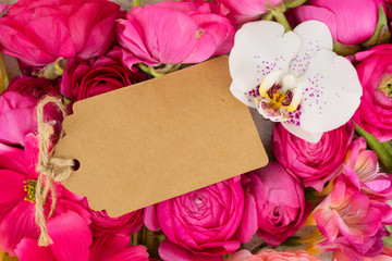 Flowers flat lay composition