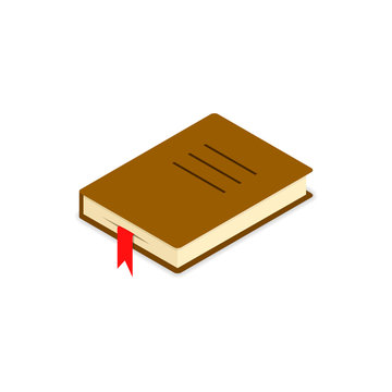 Book icon isometric, Vector flat brown symbol isolated on white backround