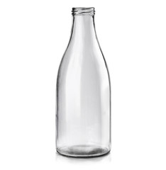 MoсkUp transparent empty glass bottle on white background.