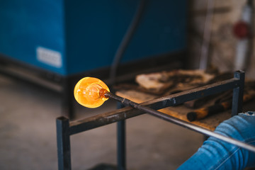 The process of glass making sculptures