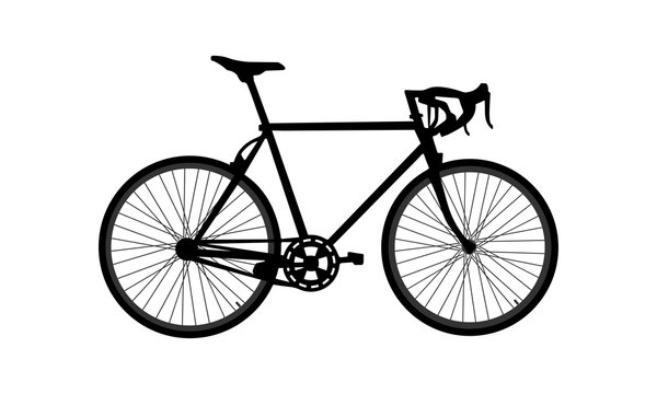  a silhouette of a racing bike.