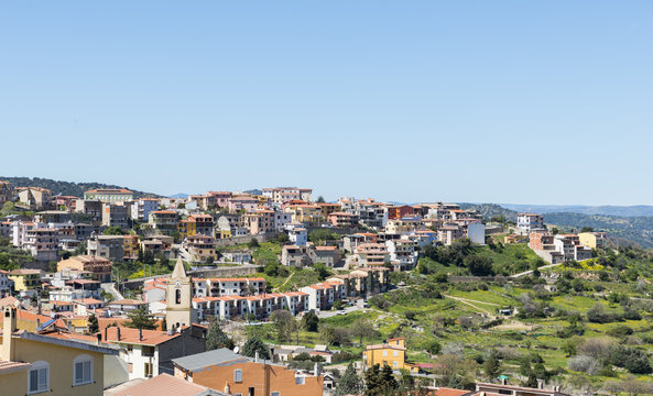 skyline of orgosolo city on sardinia island