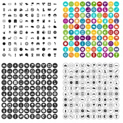 100 motorsport icons set vector in 4 variant for any web design isolated on white