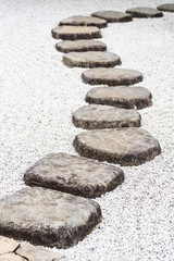 Stepping stones in zen japanese garden