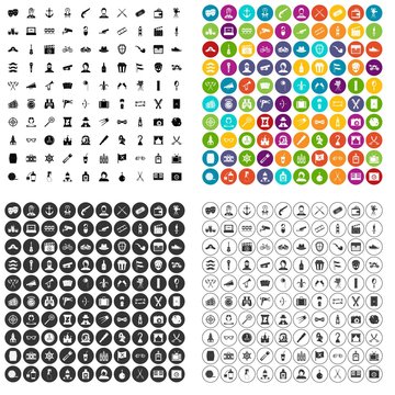 100 movie icons set vector in 4 variant for any web design isolated on white