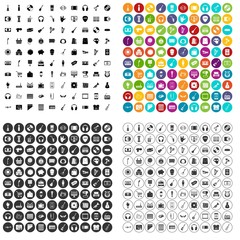 100 musical goods icons set vector in 4 variant for any web design isolated on white