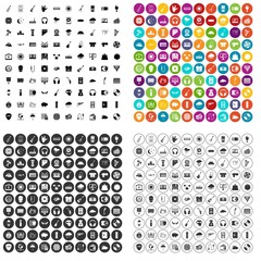 100 music festival icons set vector in 4 variant for any web design isolated on white