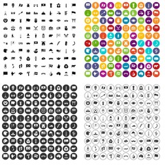 100 national flag icons set vector in 4 variant for any web design isolated on white