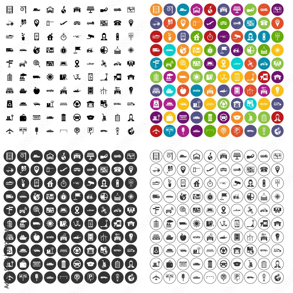 Poster 100 navigation icons set vector in 4 variant for any web design isolated on white