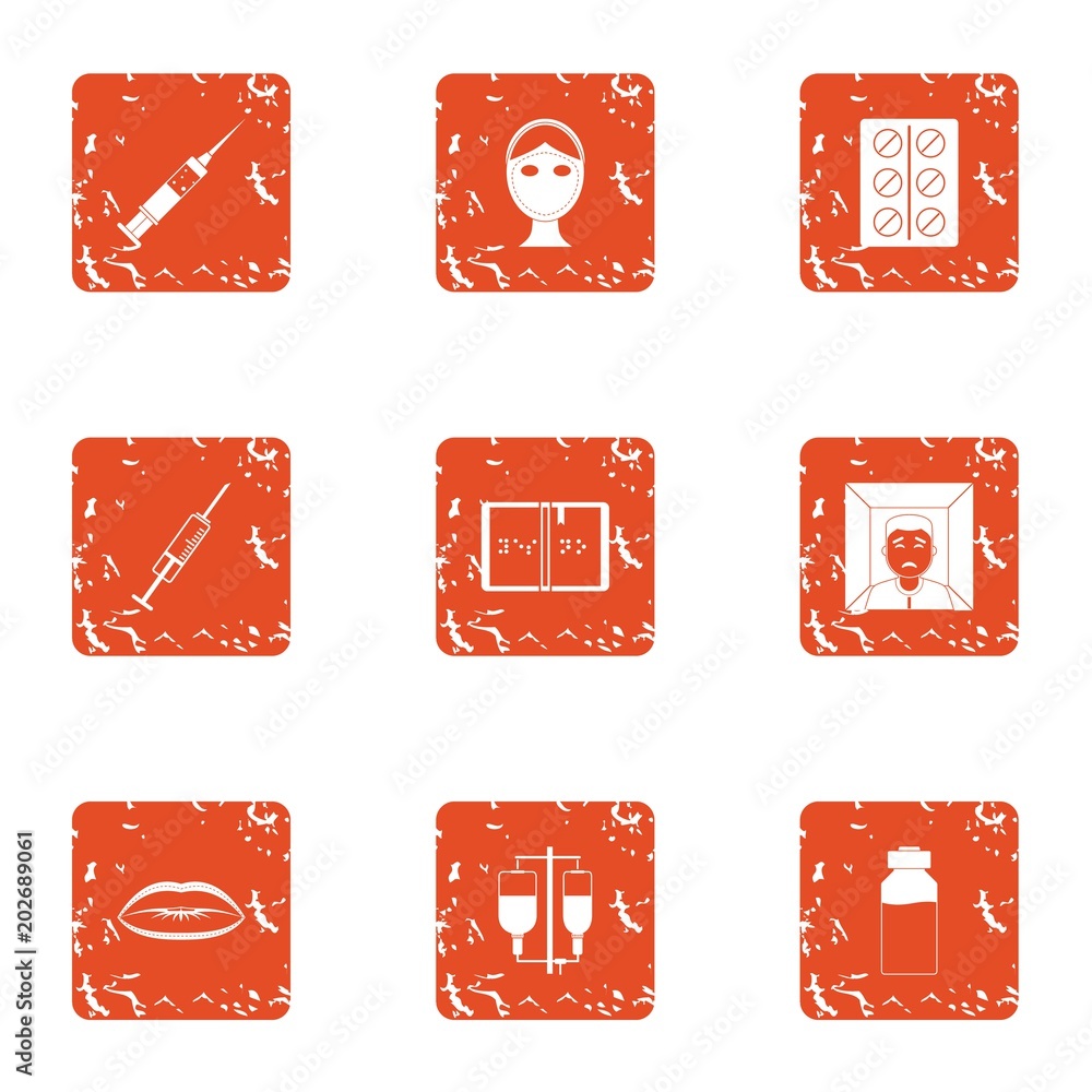 Poster fix body icons set. grunge set of 9 fix body vector icons for web isolated on white background