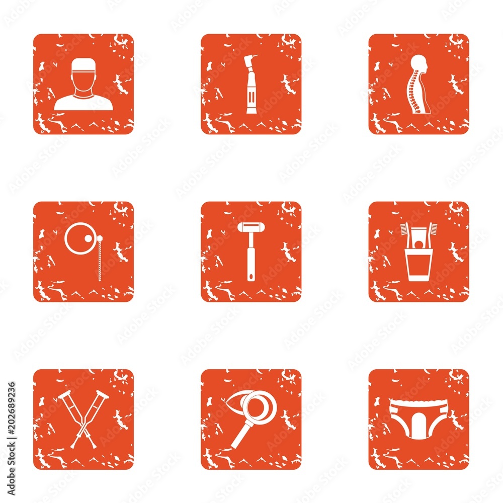 Poster fix organism icons set. grunge set of 9 fix organism vector icons for web isolated on white backgrou