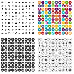 100 North America icons set vector in 4 variant for any web design isolated on white