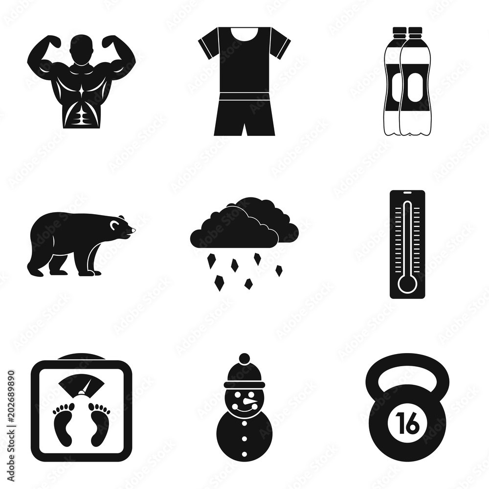 Poster winter playful icons set. simple set of 9 winter playful vector icons for web isolated on white back