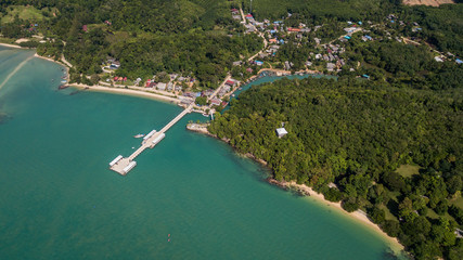 Fototapeta premium aerial view landscape of port Koh Yao Noi , Krabi Thailand