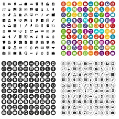 100 office icons set vector in 4 variant for any web design isolated on white