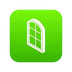 Close window frame icon green vector isolated on white background