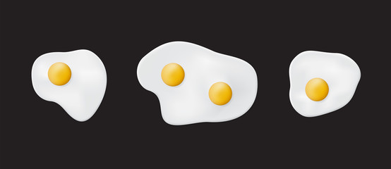 Realistic fried egg set. Isolated vector omelet illustration.