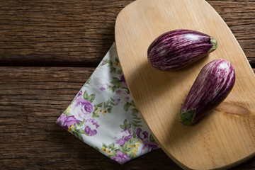 Eggplant on chopping board
