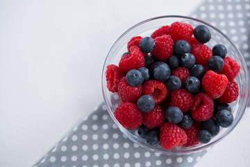 Overhead of various fruits in bowl