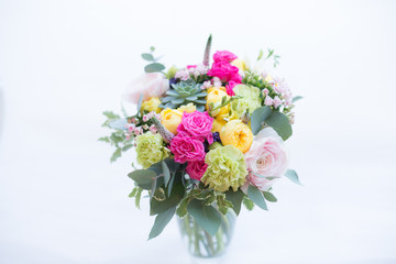 Lovely spring colorful bouquet in a vase