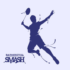 badminton smash splash silhouette - obrazy, fototapety, plakaty