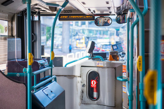 Inside of public bus in Macau