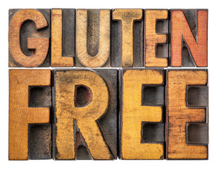 gluten free banner in wood type
