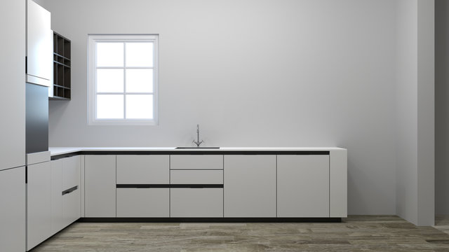 empty kitchen cabinet waiting for decoration 3d illustration new house waiting for the owner,furniture,shelves,modern home designs,background