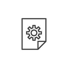 File settings outline icon. linear style sign for mobile concept and web design. file configuration simple line vector icon. Symbol, logo illustration. Pixel perfect vector graphics