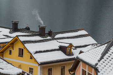 Naklejka premium Stunningly beautiful Austrian mountain village of Hallstatt. Austria