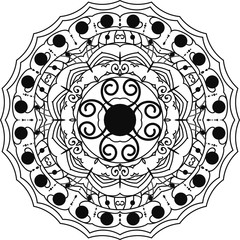mandala-hand drawing-black-and-white-Decorative mandala isolated on white background. Mandala. Round black and white oriental pattern. 