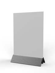 Aluminum Counter top Sign Holder & Sign Frame. Weighted Table Top Sign Frame Double LL Sign Holder  Super Click Mount. 3d render illustration.
