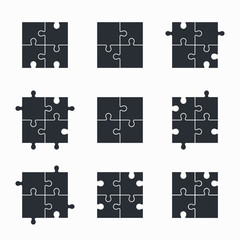 jigsaw puzzle vector icon set