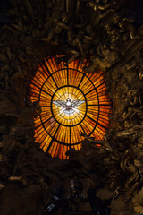The stained-glass window of the indulgence of the holy spirit