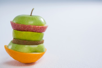 Stack of various fruits slices