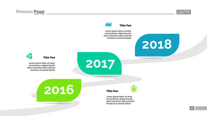 Three years timeline process chart template