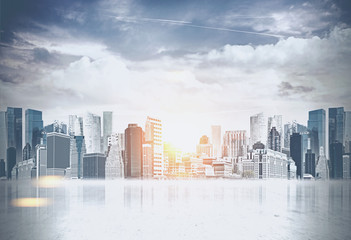 Fototapeta na wymiar Beautiful modern city panorama, business concept