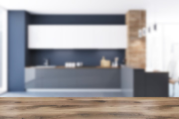 Loft black kitchen interior blur