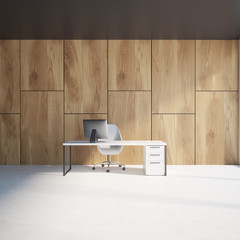 Wooden wall luxury CEO office interior