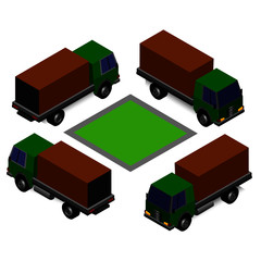 Vector truck isometric under different viewing angle.