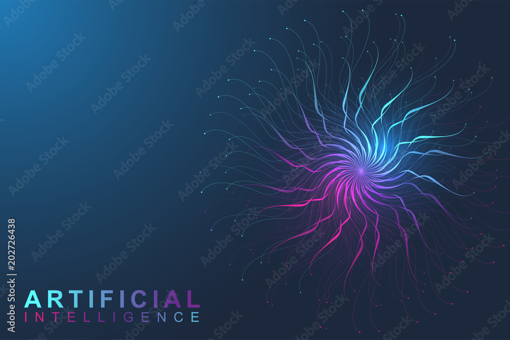 Aufkleber Artificial Intelligence Logo. Artificial Intelligence and Machine Learning Concept. Vector symbol AI. Neural networks and another modern technologies concepts. Technology sci-fi concept