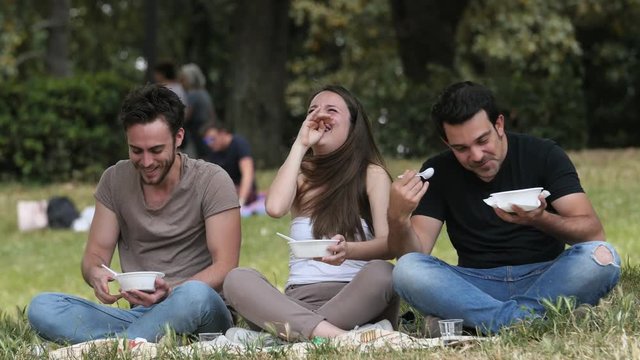 laughter and smiles among friends at the park during the picnic